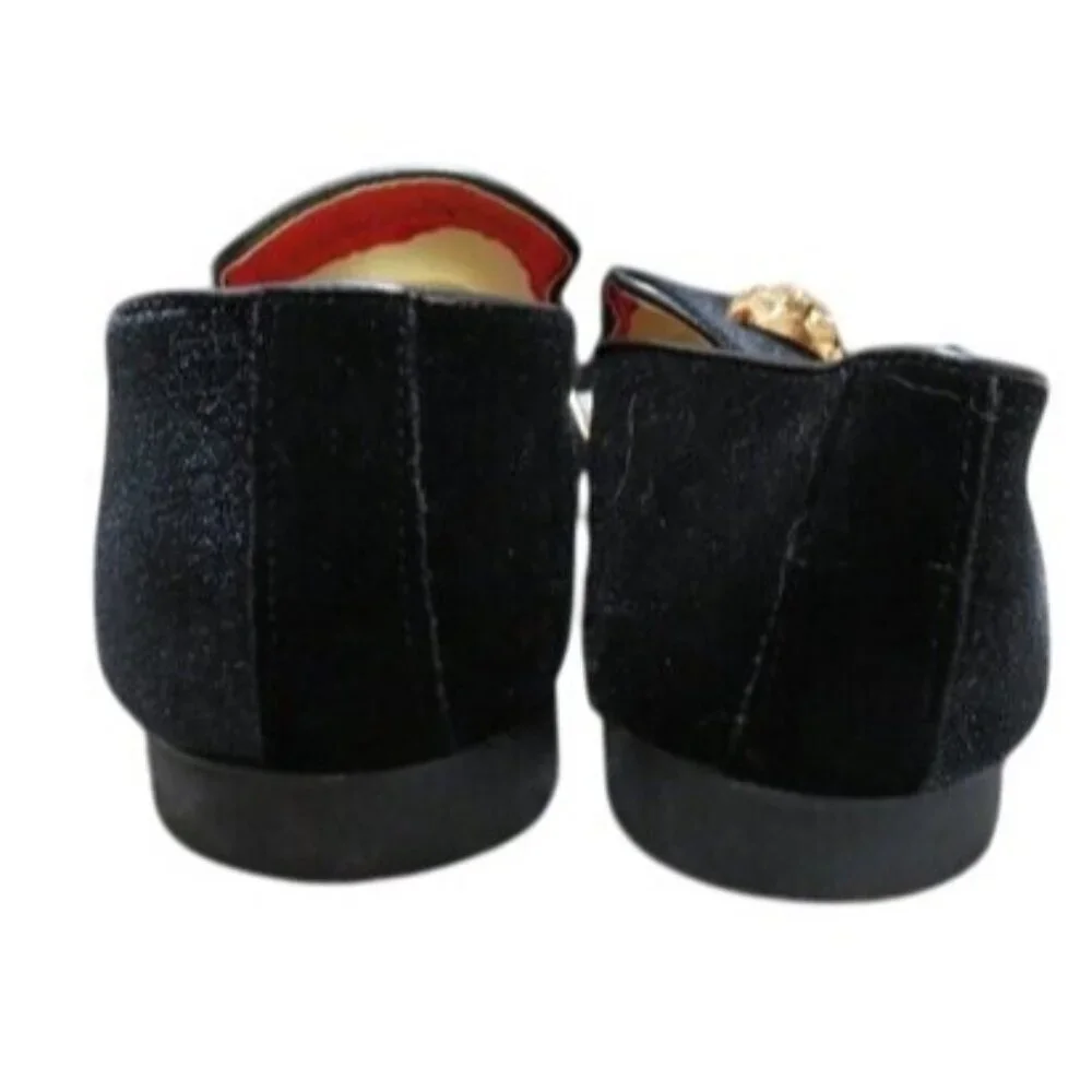 Santimon Velvet Tuxedo Lion Head Loafers Driving Shoes Smoking Slippers size 12